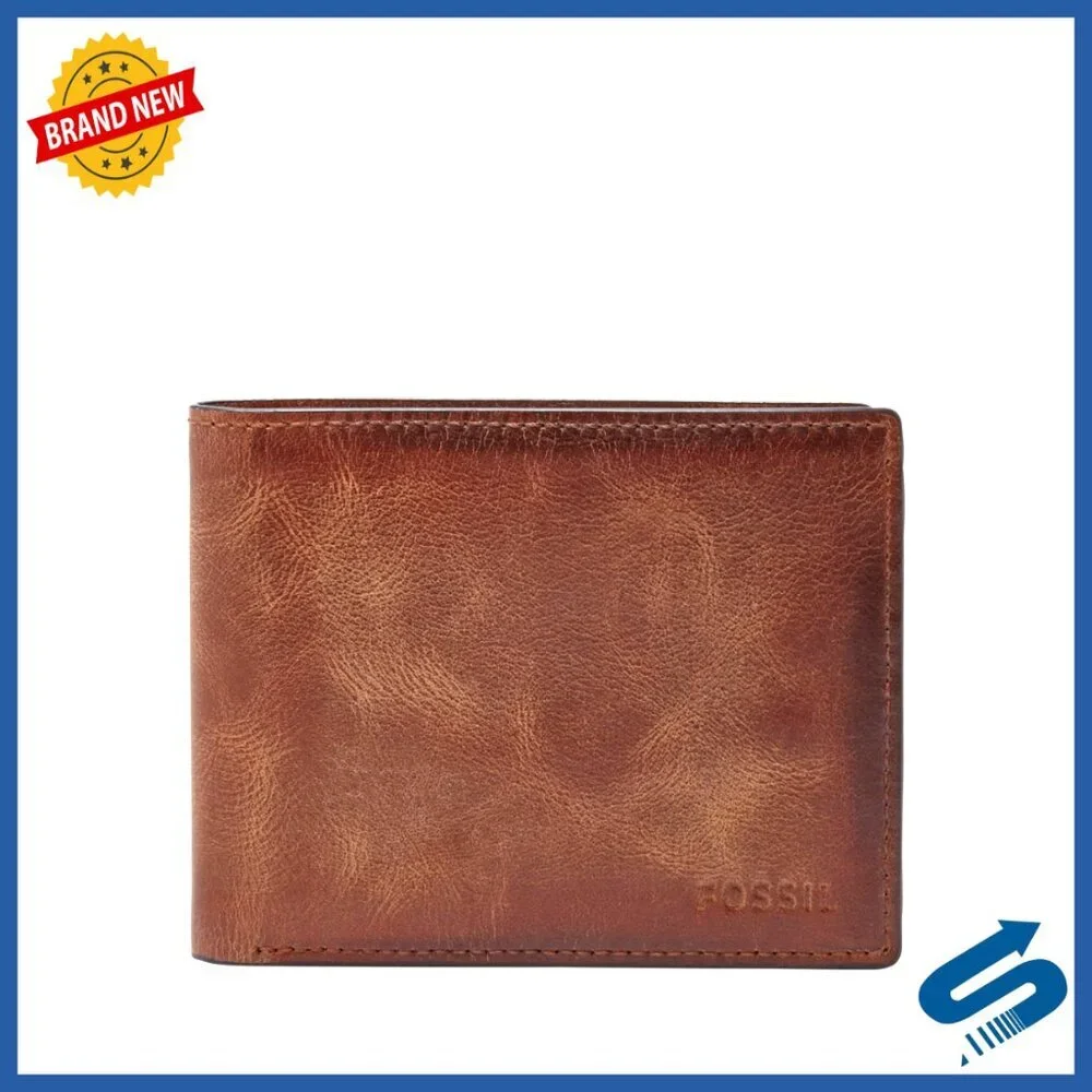 Men's RFID-Blocking Leather Bifold Wallet with ID Window